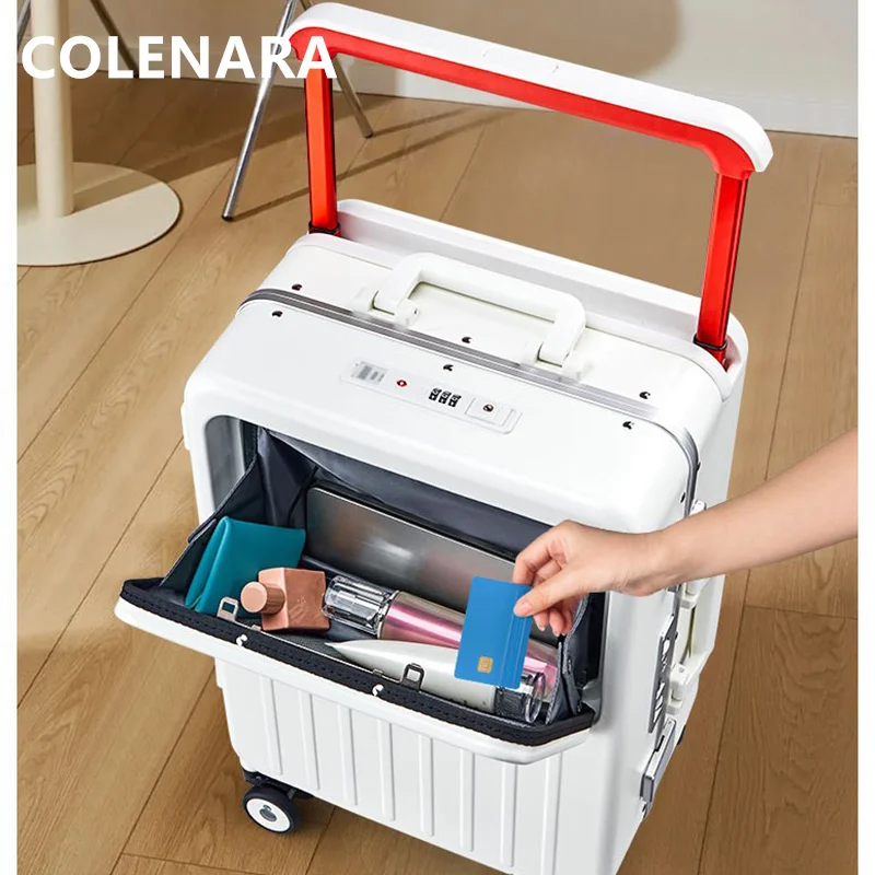 

COLENARA Cabin Luggage Front Opening Boarding Box Laptop Luggage Case USB Charging 20"24" Multifunctional ABS+PC Suitcase