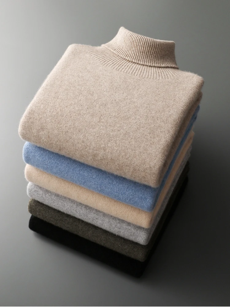 新しいメンズ 100% カシミヤセータータートルネックプルオーバー秋冬ソフト暖かく快適なボトムニットウェアスマートカジュアル高品質トップス