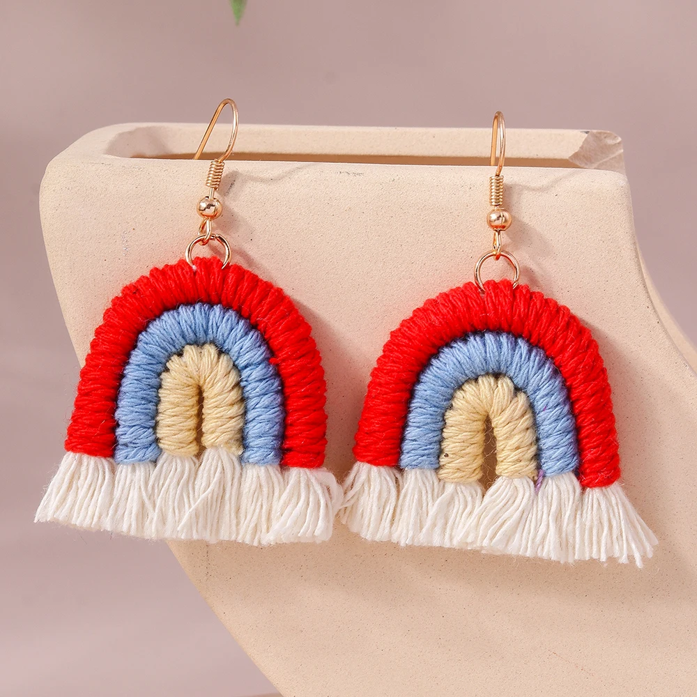 Aihua handgemachte gestrickte Regenbogen Kaktus Ohrringe für Frauen Mädchen schöne gehäkelte Wüste grüne Pflanze Ohrringe Sommers chmuck Geschenke – Detail 11