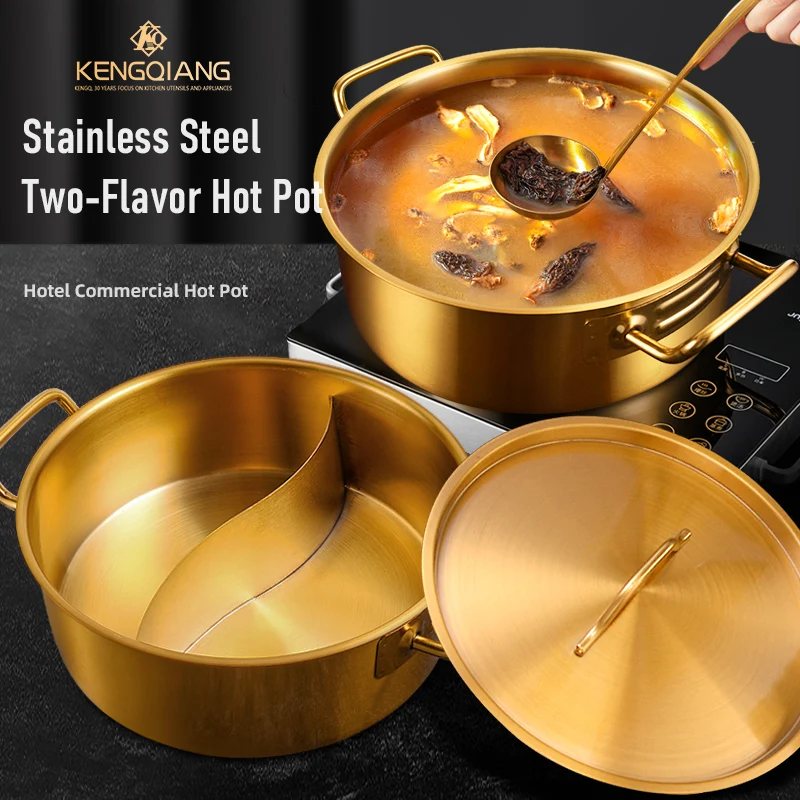 Gold/Silver Hot Pot Soup Pot Clear Soup Pot for Induction Cooker Gas Stove