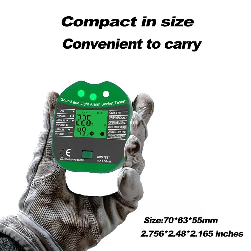 Multifunctional digital display socket tester Line connection Reverse line phase loss plug polarity detector