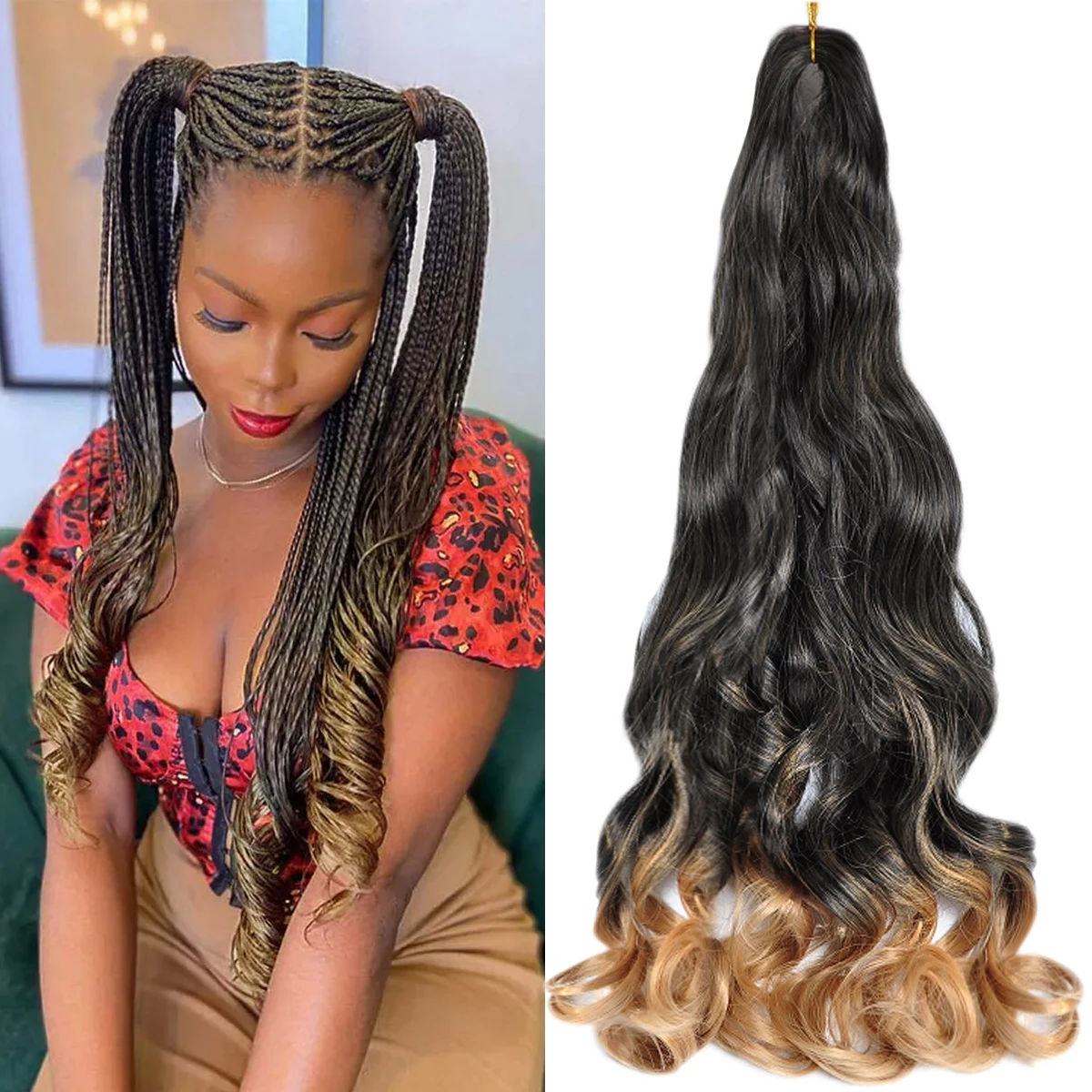 French Curls Braiding Hair 24Inch Synthetic Spiral Curls Braids Hair Extensions For Women Pre Stretched Loose Wave Braiding Hair