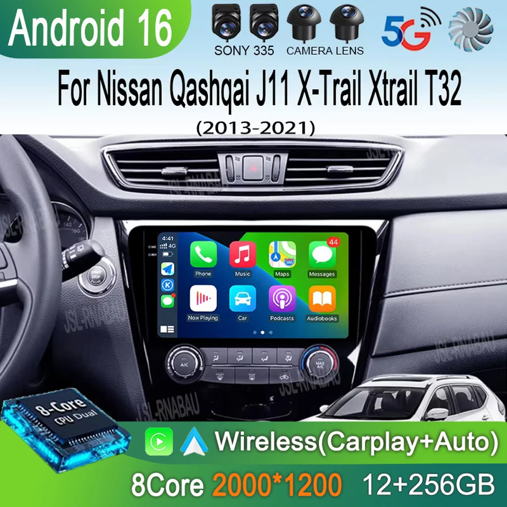 Android16 Car Radio Player For Nissan Qashqai J11 X-Trail Xtrail T32 Rogue Dualis 2013-2021 Support OEM BOSE 360 Auto Carpaly 4G