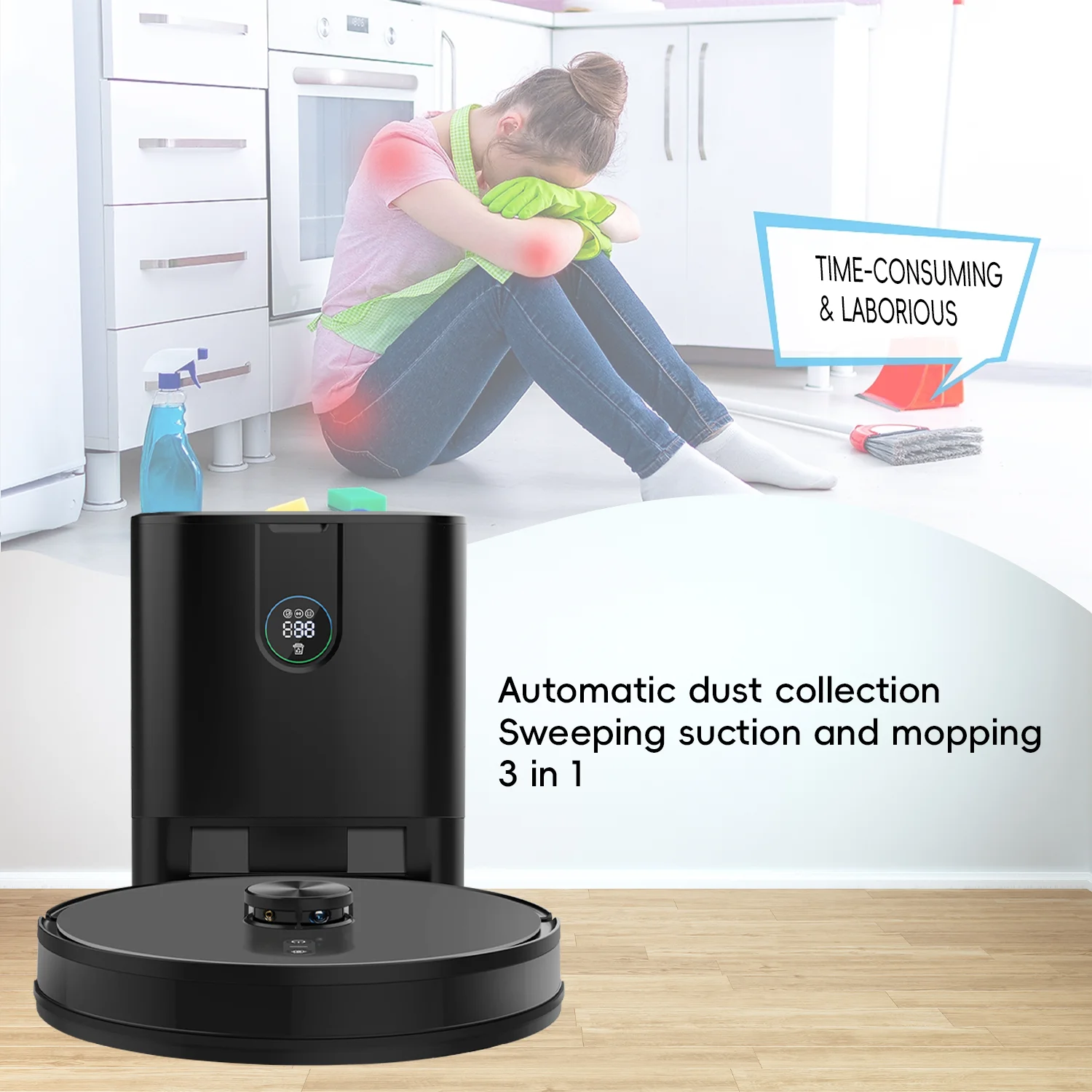 LDS SLAM Robot Vacuum Cleaner Wireless Cleaning Mopping Sweeping 4000PaSuction 5200Mah Battery Robot Vacuums AT900 Made in China