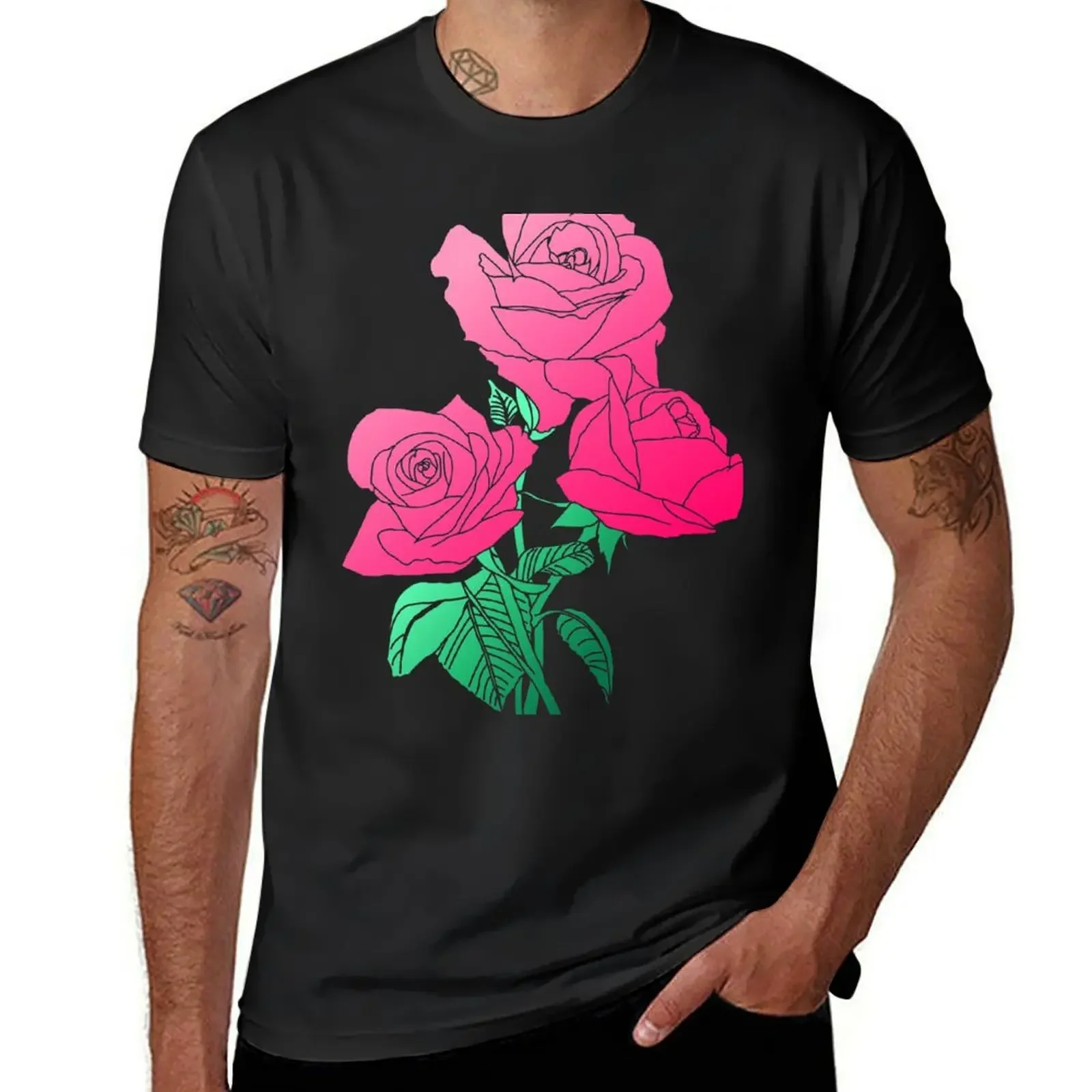 

Flowers - Pink Rose T-Shirt Funny t-shirts oversized graphic tee animal prinfor boys gifts for boyfriend mens vintage t shirts