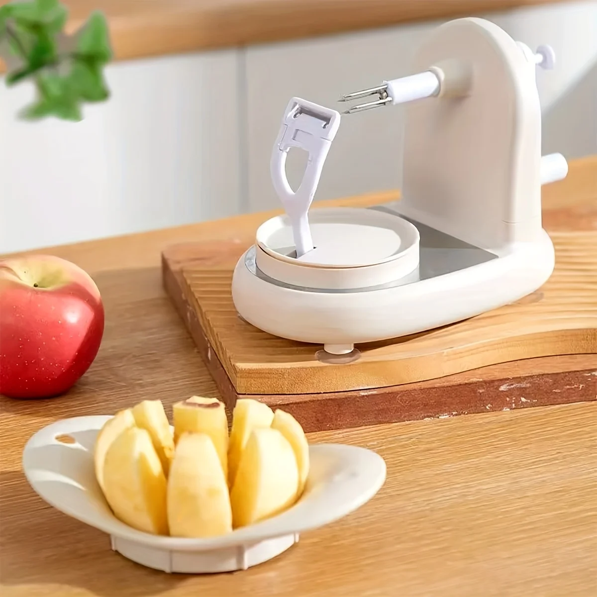 Manual Food Crusher Multifunctional with Stainless Steel Blades Apple Peeler Plastic Hand Crank Fruit Peeler for Kitchen Gadgets