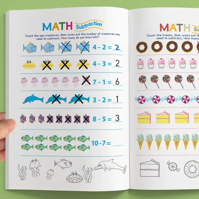 Math Beginner's Workbook for Mixed Oral Arithmetic with Addition and Subtraction Methods Within 10 for Kids