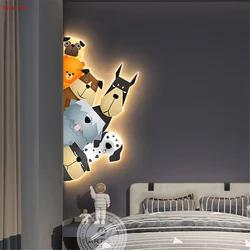 Children Creative Animal Murals Led Wall Lamp With Plug Wire For Living Room Corner Bedroom Kids Study Decor Sconce Night Light