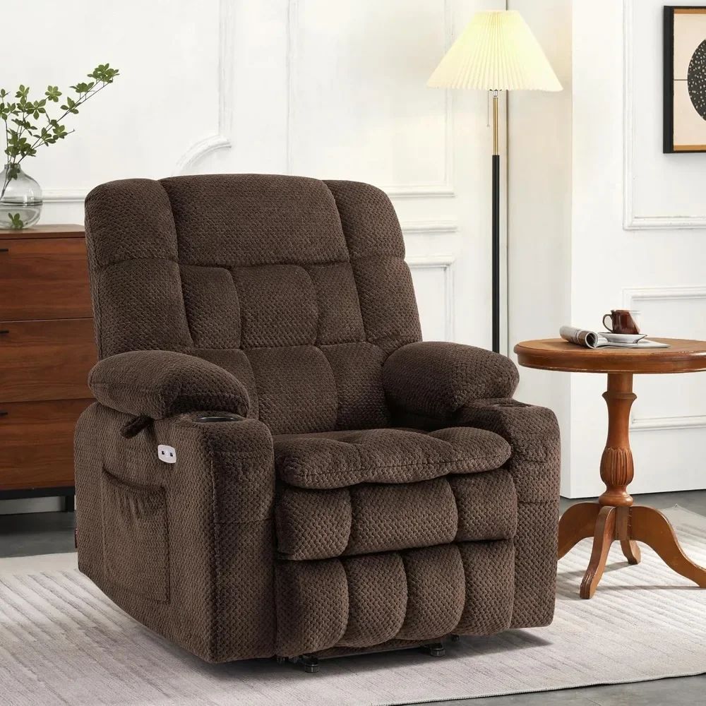 Small Dual Motor Power Lift Recliner Chair Sofa with Massage and Heat for Elderly People Petite, Infinite Position, USB Ports