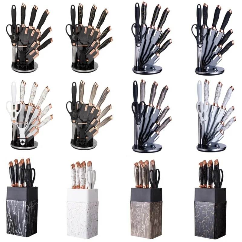 24 New Models High Hardness Stainless Steel Kitchen Knife Outdoor Camping Home Furnishing 9-piece Set Kitchen Cutting Tool