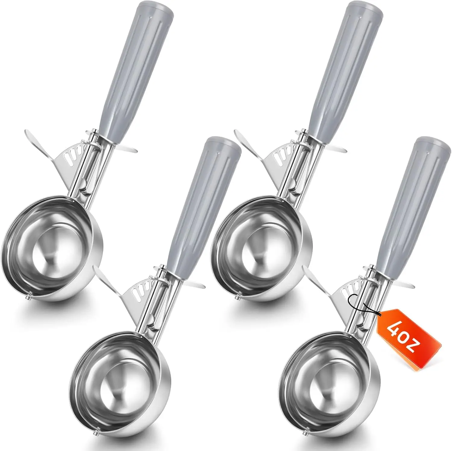 

4 Pcs Release Cookie Scoops Ice Cream Scooper with Trigger Release Portion Scoop Stainless Steel for Portion Control,