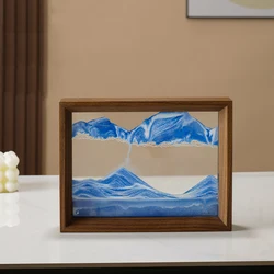 Wooden Frame Sandscape Moving Sand Art Picture Quicksand 3D Liquid Hourglass Craft Flowing Sand Painting Office Home Decor Gifts