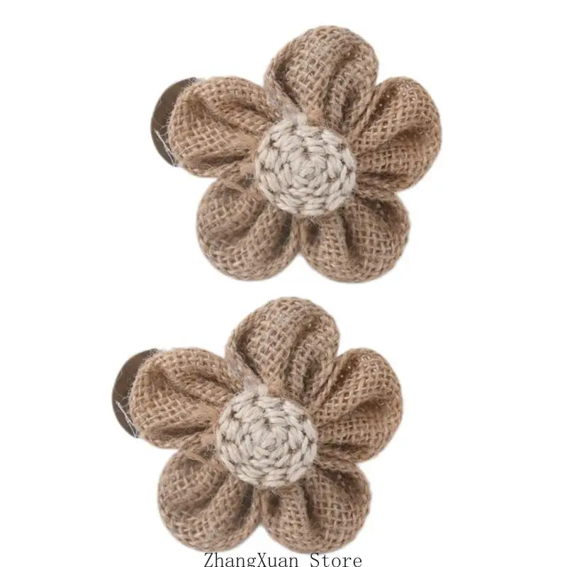 2 Stück Baumwolle Leinen Floral Fenster Vorhang Clip Metall Klammern Schnallen Blumen Design Gardinen Raffhalter Home Dekoration – Detail 7
