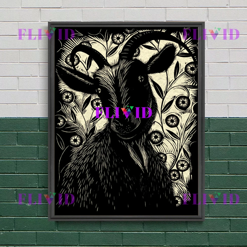 The Horned God,Cosmic Cthulhu,Lucifer,Vintage Pagan Wall Art Canvas Painting Witchcraft And Black Magic Art Poster Print Decor