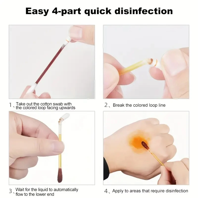 50/250 Pcs Disposable Iodine Cotton Swabs Multifunction Stick Wound Sterilize ​Asepsis Cotton Portable Outdoor Medical Supplies