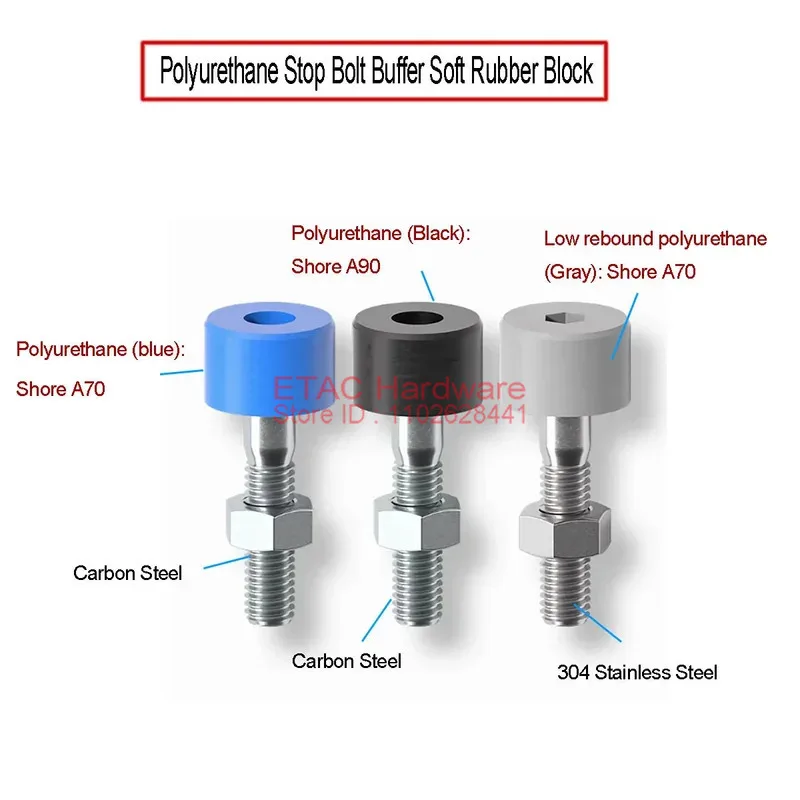 مسامير سدادة من الفولاذ المقاوم للصدأ 304 - طرف مقبس سداسي داخلي مع مصد يوريتان مناسب لدعم قطع العمل بمساحة كبيرة