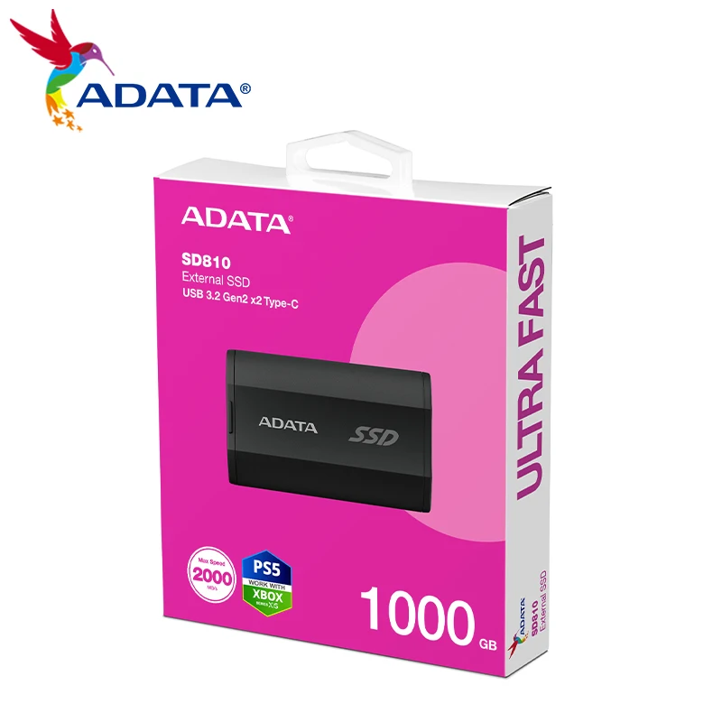 ADATA SD810 Внешний твердотельный накопитель USB 3.2 Gen 2x2 Жесткий диск 500 ГБ 1 ТБ 2 ТБ Портативный жесткий диск до 2000 Мбит/с PSSD для PS5