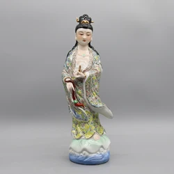 Guanyin Statue, Hand painted ceramic statue, Goddess of Mercy, Mother Buddha