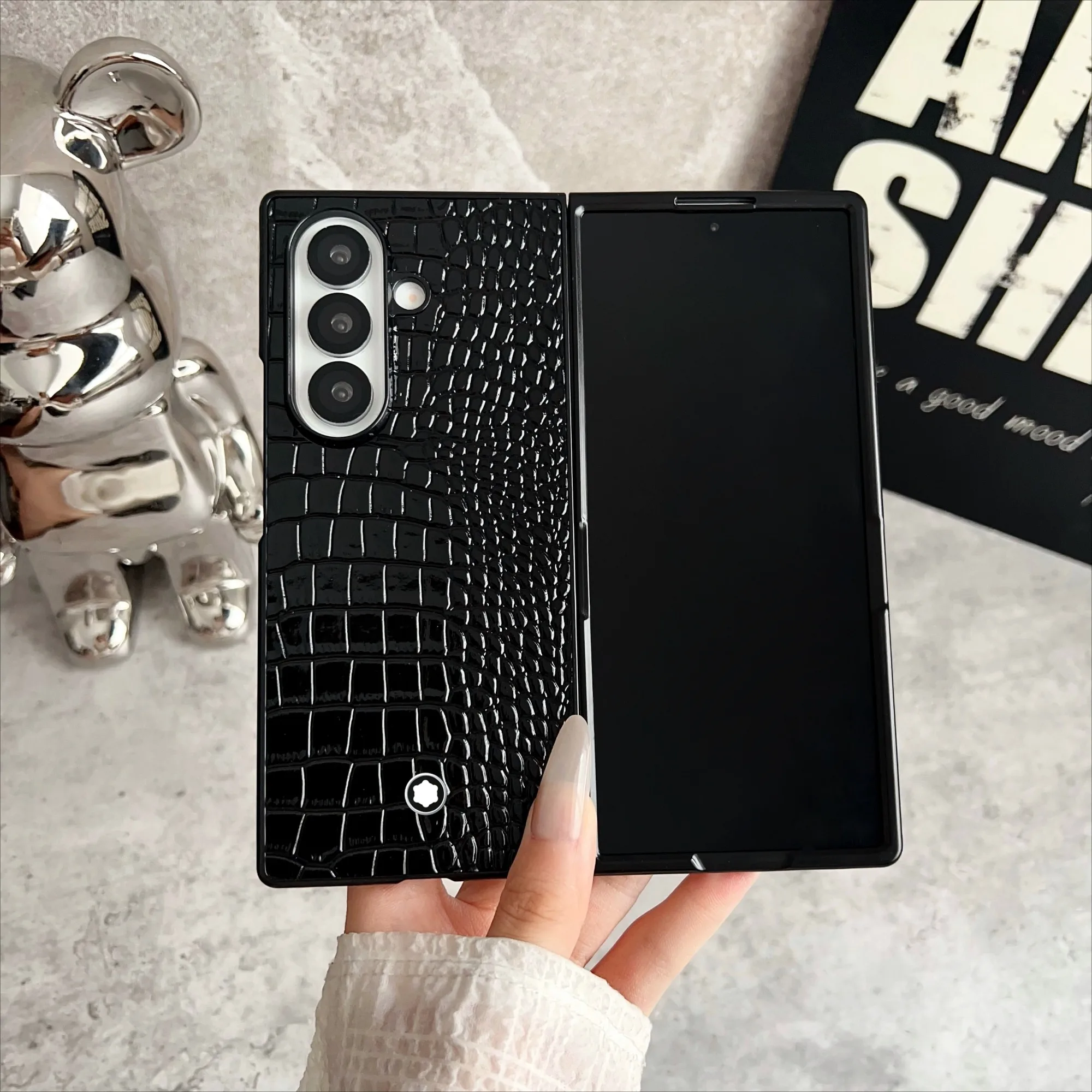 

Original High Quality Sle Leather Case For Samsung Galaxy Fold 7 6 5 4 3 2 Carbon Fibre With LOGO Shockproof TPU Protect Cover