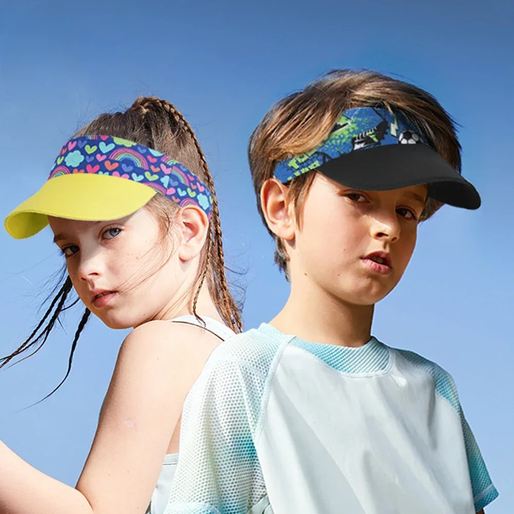 

Children's Sports Sunshade Sunblock Hat Empty Hat Summer Print Face Cover Uv Protection Outdoor Quick-Drying Running Hat