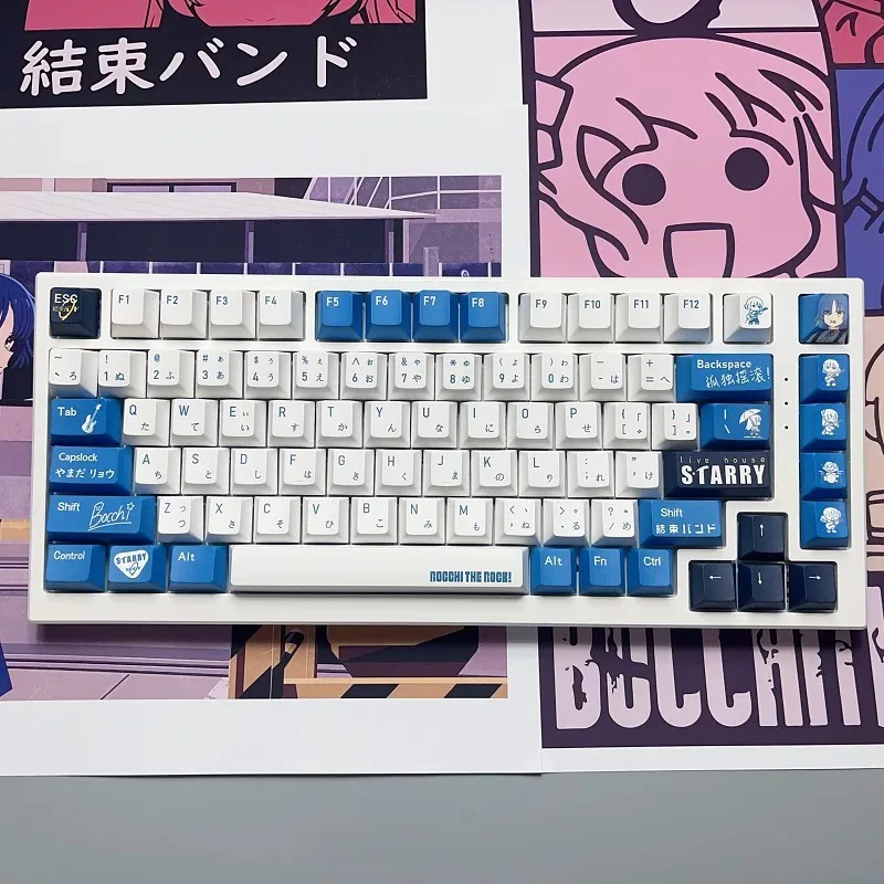 Cute Keycaps Anime Hitori Gotoh 138 Keys PBT Dye Sub Gaming Key Caps BOCCHI THE ROCK Backlit Keycap 1.9mm Keys for ANSI Layout
