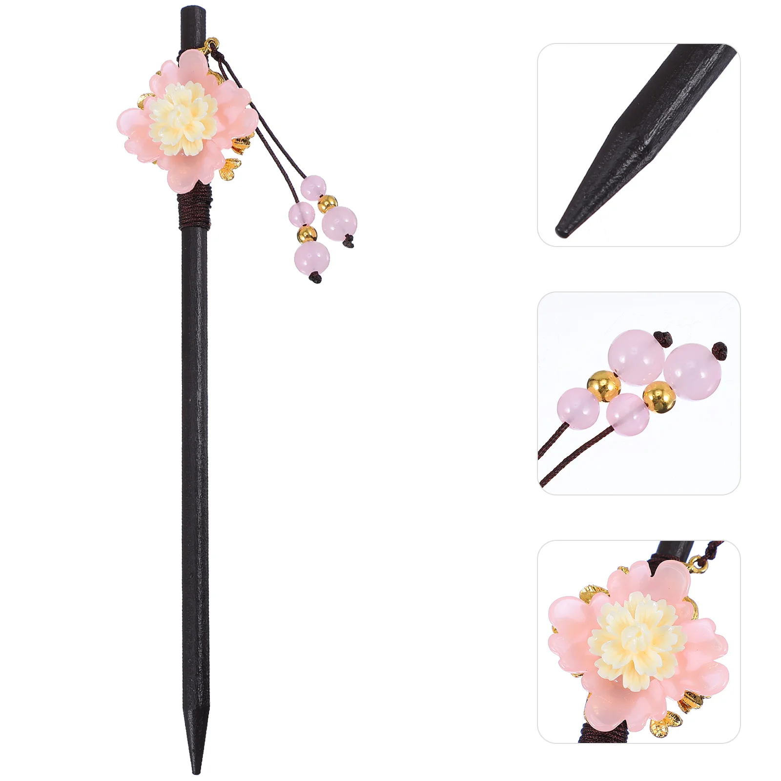 

Розовая нефритовая заколка для волос, женские деревянные декоративные палочки для еды, вечерние аксессуары Hanfu, древний головной убор на заказ, нежный