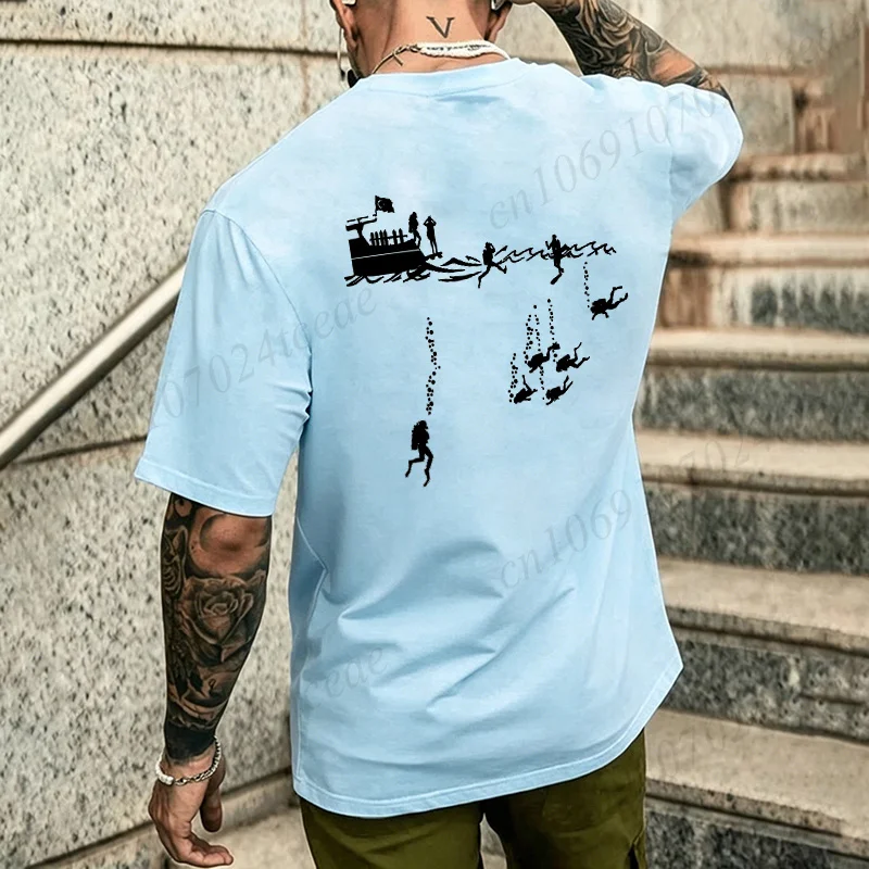 Aesthetic Minimalist Diver Tshirt Women Simple Diving Graphic Short Sleeve Summer Casual Streetwear Tops Scuba Diving Lover Gift