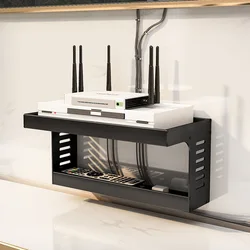 Router Rack Shelf Under Wifi Routers Bracket Set-Top Remote Control Storage Holder Kitchen Seasoning Bottles 2-layer Shelves