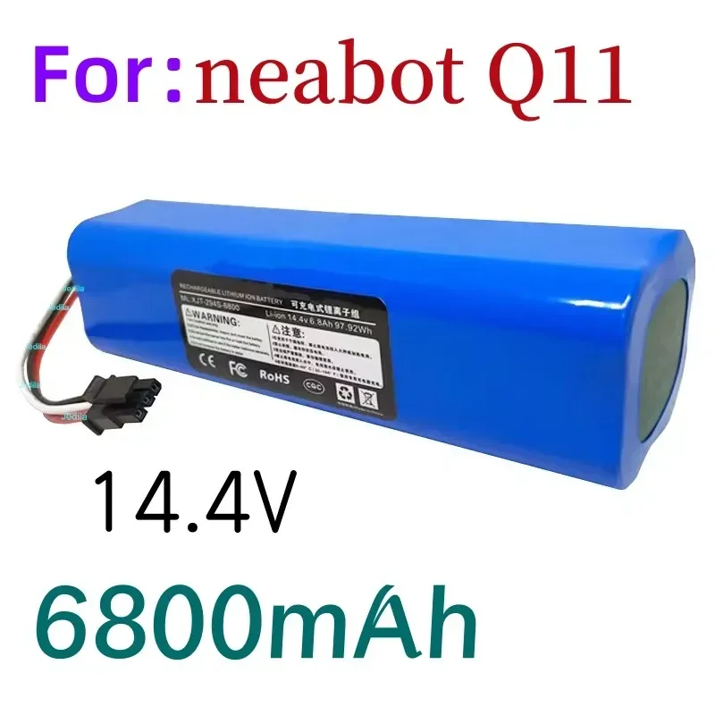 100%New 14.4V 6800mAh Original Rechargeable Li-ion Battery for Neabot Robotic Vacuum Cleaner Q11 Replace Accessories