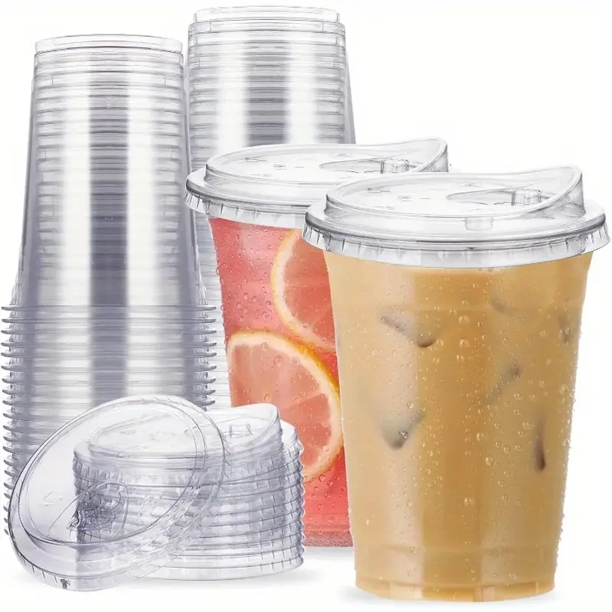 10/20/50pcs Transparent Disposable Coffee Cup Milk Tea Cup Without Straw Suitable for Smoothies and Cold Drinks