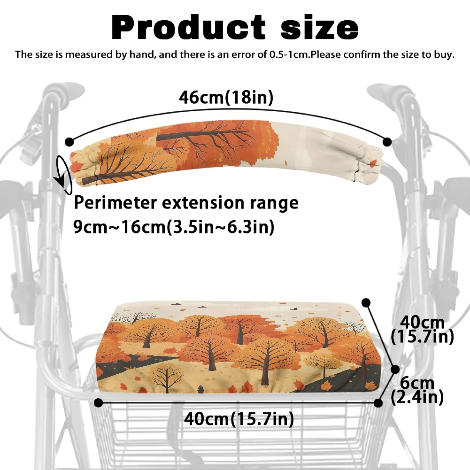 Coloranimal Easy to Clean Lightweight 2PCS Walker Seat Cushion for Seniors Adult for Outdoors Fall Trees Sky - view 6
