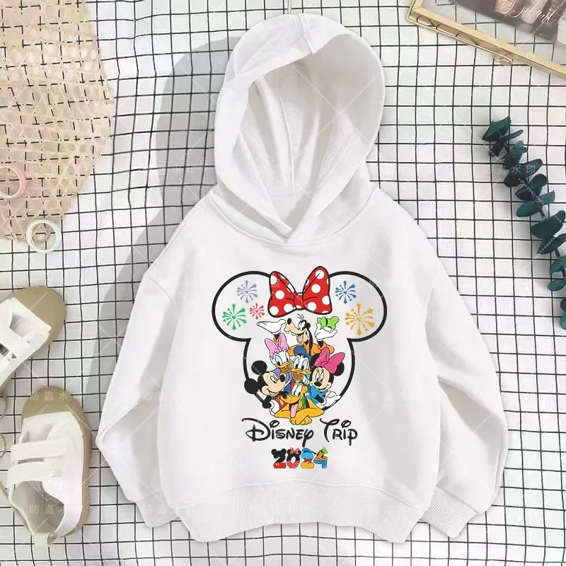 Fashion Disneyland Trip Vacation Clothes Caricature Hoodie Children Top Cartoons Disney Kawaii 2024 Girl Clothes Boy Disney Kids