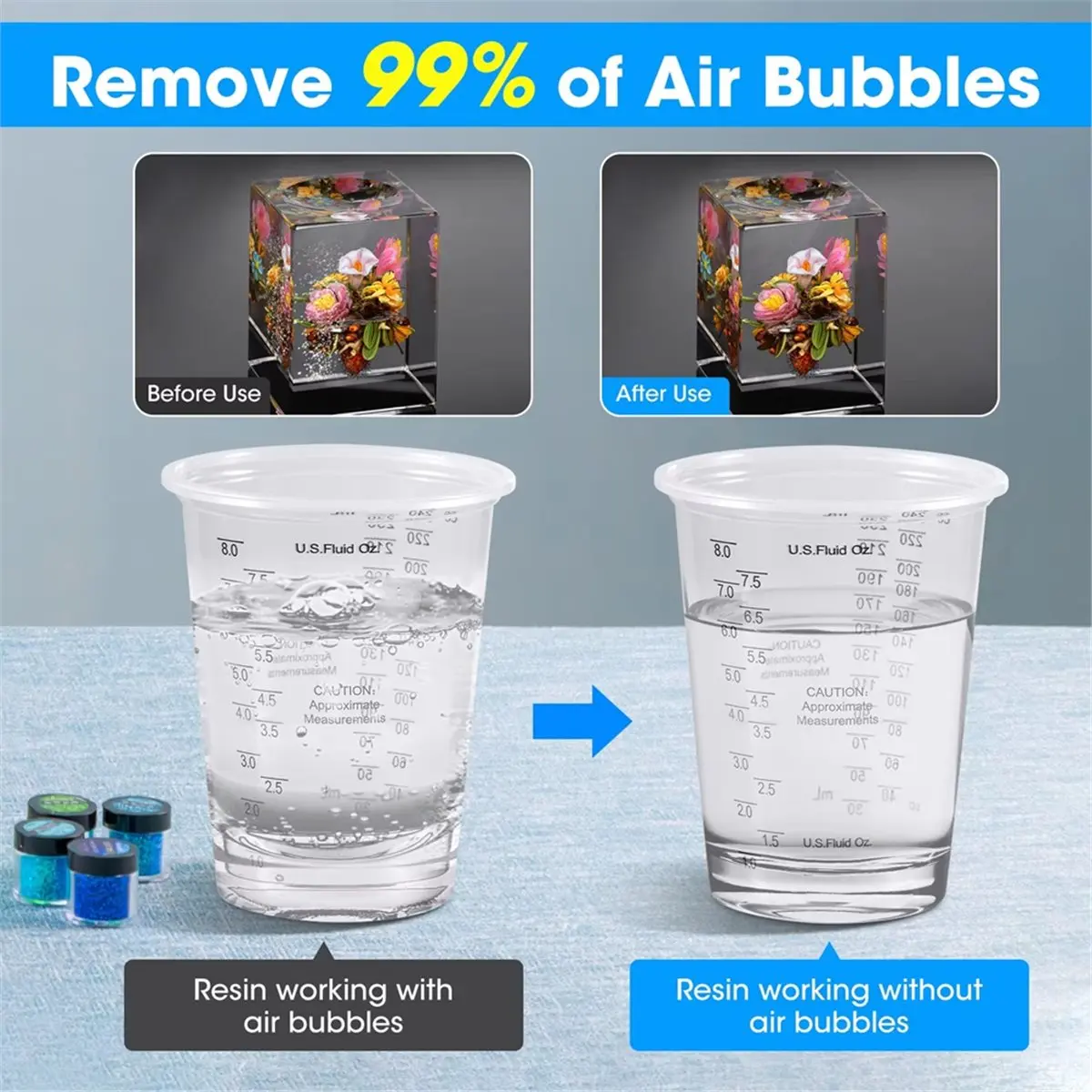 

AB09 Resin Bubble Remover, 99.9% Bubble Removal in 5Min,Vacuum Degassing for Silicone Molds,Crafts Jewelry Making AU Plug
