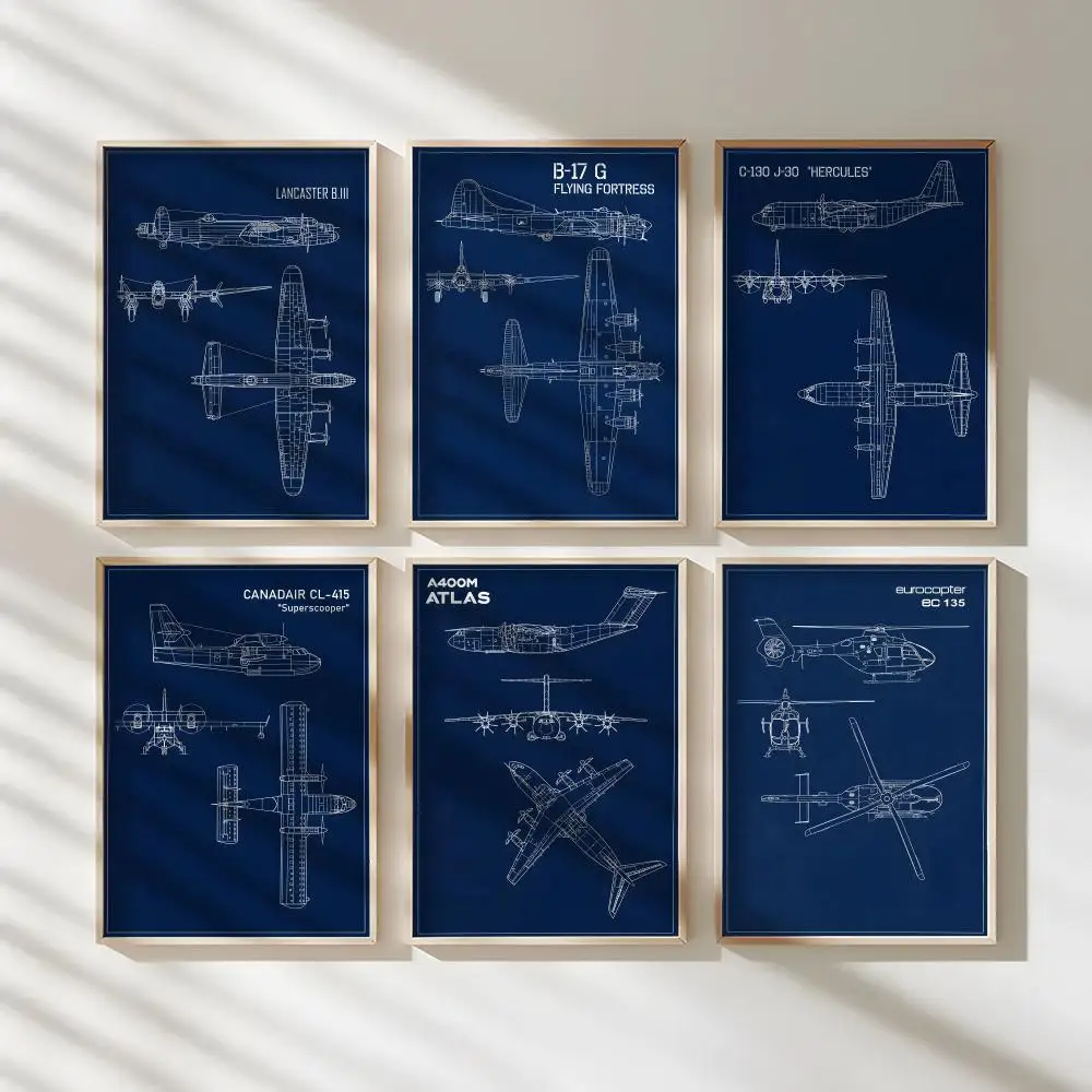 مخططات الطيران اللوحة الخط قماش المواد المشارك جدار يطبع لغرفة المعيشة غرفة نوم مكتب ديكور المنزل