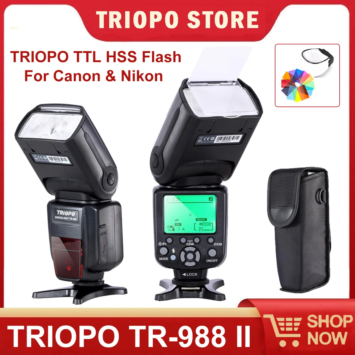 

TRIOPO TR-988 II TTL HSS Professional Camera Flash Speedlite for DSLR Canon 5D 6D Mark 7D 60D Nikon D800 D90 D7000