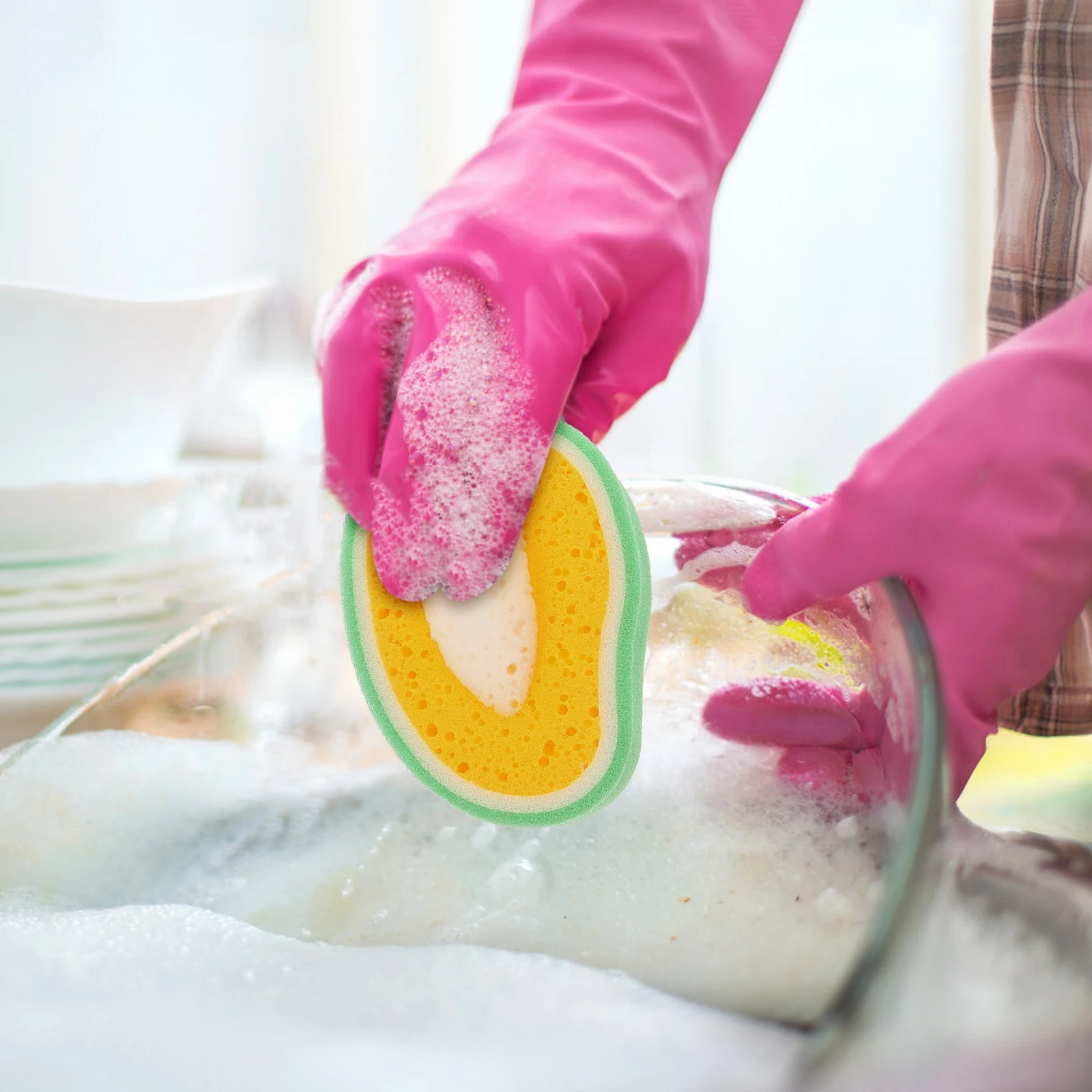 

4pcs Fruit Shaped Sponges White Cleaning Wipes Powerful Stain Removal Scrub Pads Cartoon Dishwash Thick Absorbent for Kitchen