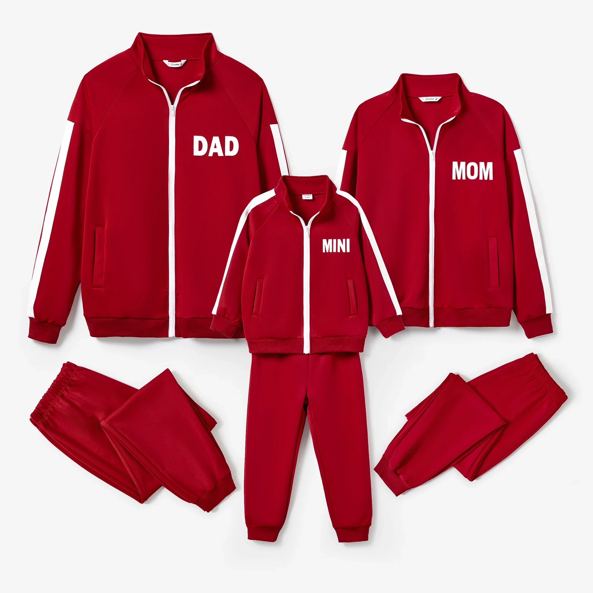 PatPat Family Matching Wine Red Zipper Coat Tops and Pants Tracksuits Sets Soft and Comfortable  Perfect for Outings