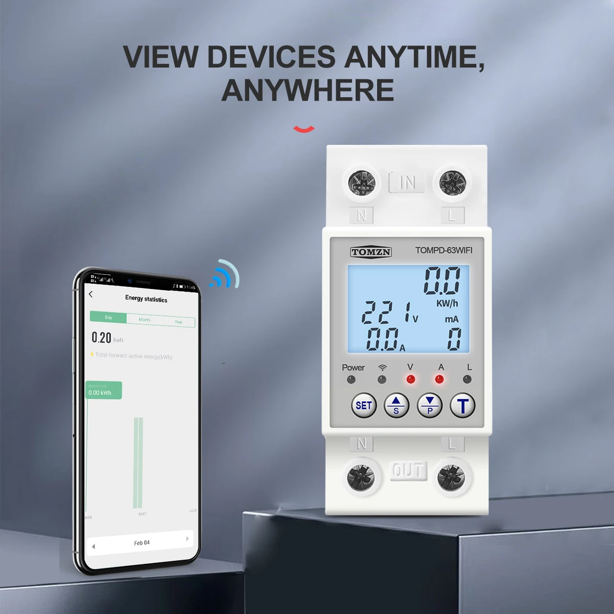 TOMZN WFI 110V 220V 63A smartlife TUYA stroomonderbreker Energiemeter Metering Timer met spanning stroom en lekkage bescherming