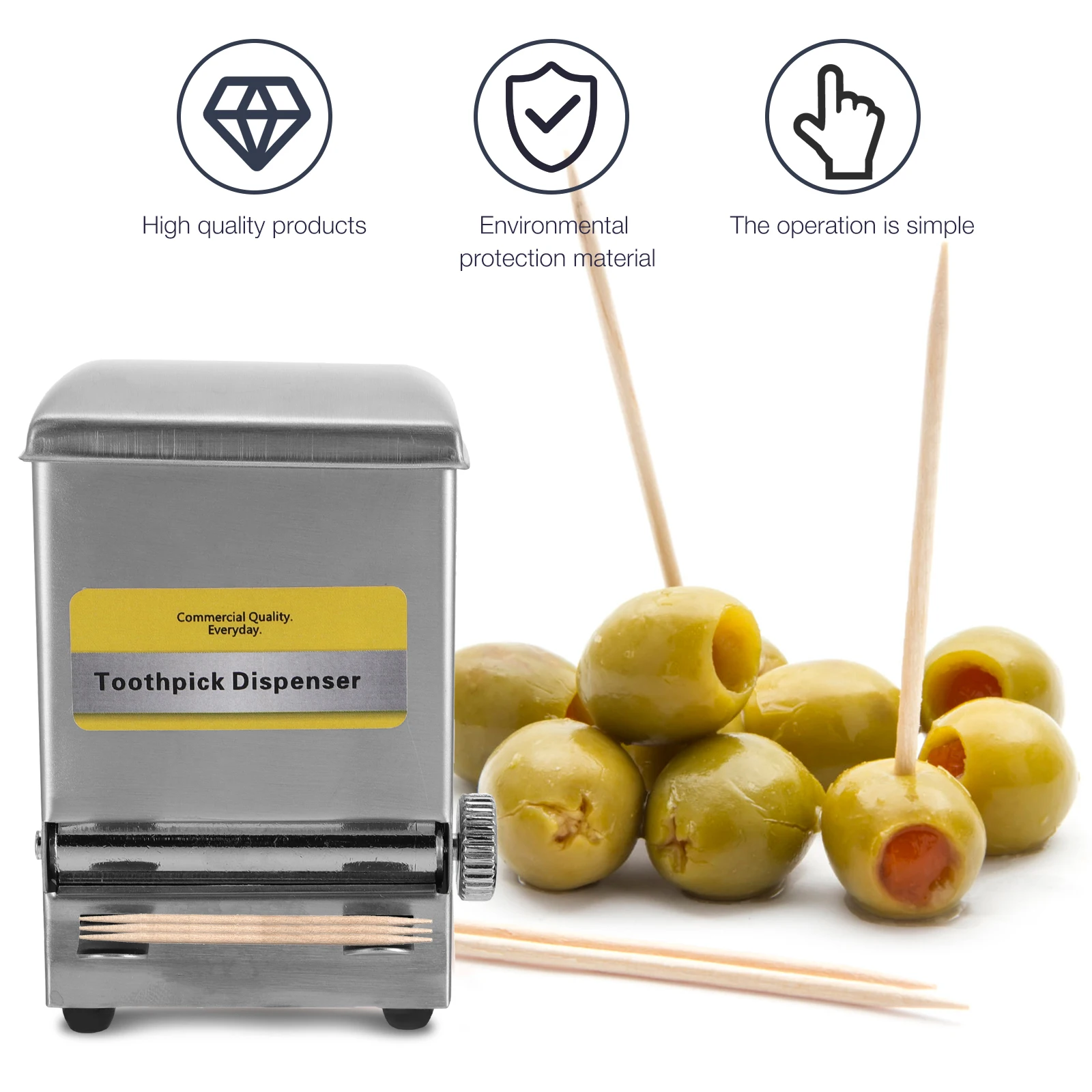 

Stainless Steel Toothpick Holder Containers for Home Hotel Restaurant Automatic Dispenser Box Storage Solution Compact Design