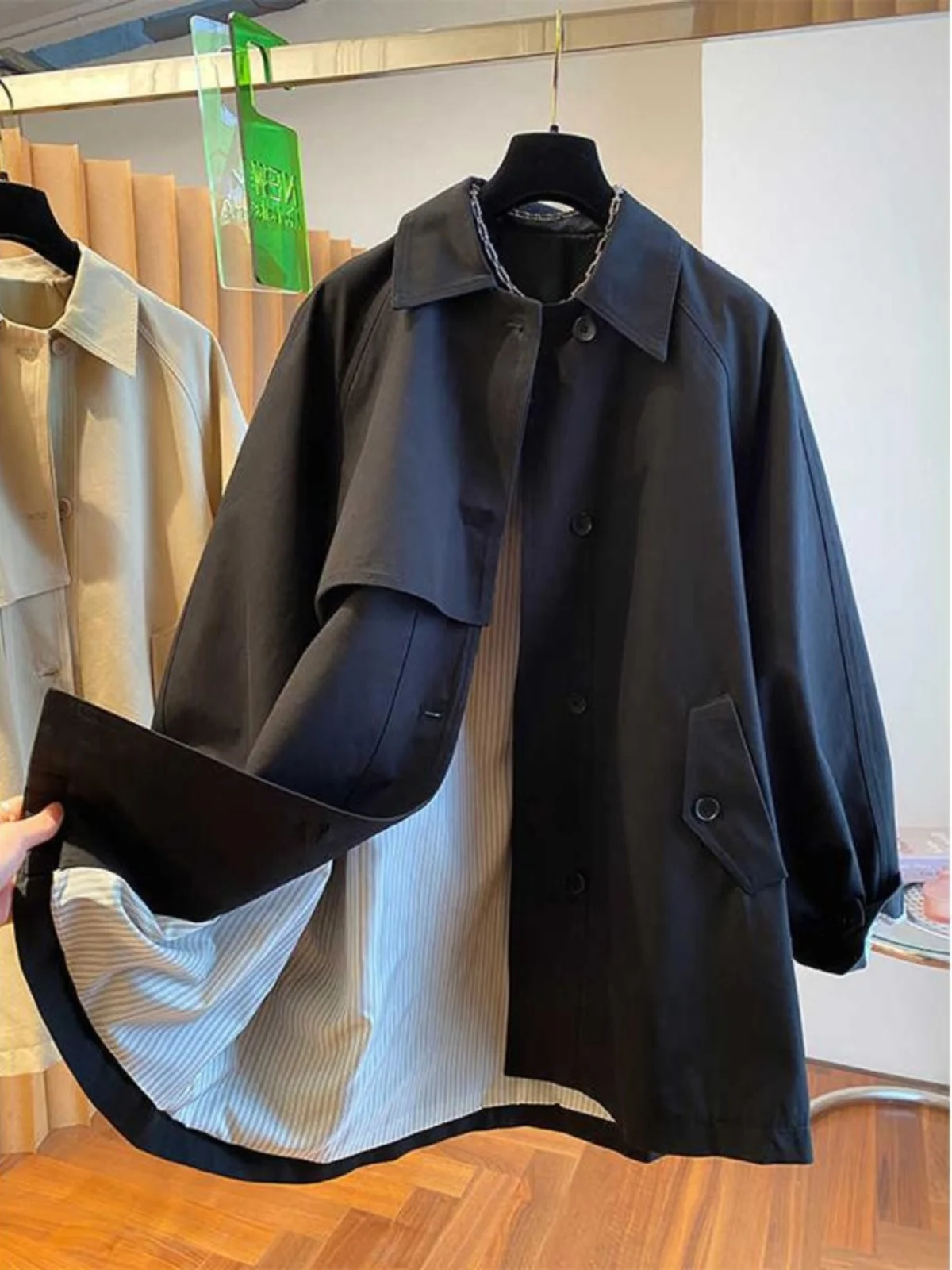 2024 Nieuwe Utili Sle-jas voor dames Jaet Lange Sve-kraag Polyestervezel Bovenkleding Briti Sle Loose Fit Lente A...