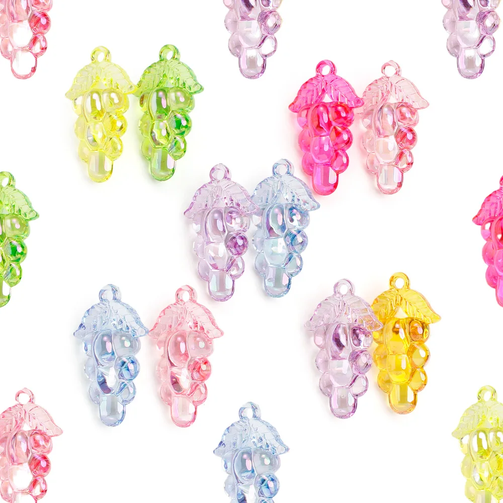 5 Stück 45x26mm Gemischte Farben Transparente Farbverlauf-Acryl-Traubenanhänger Niedliche Fruchtanhänger für DIY-Schmuckherstellung Bastelzubehör – Detail 4