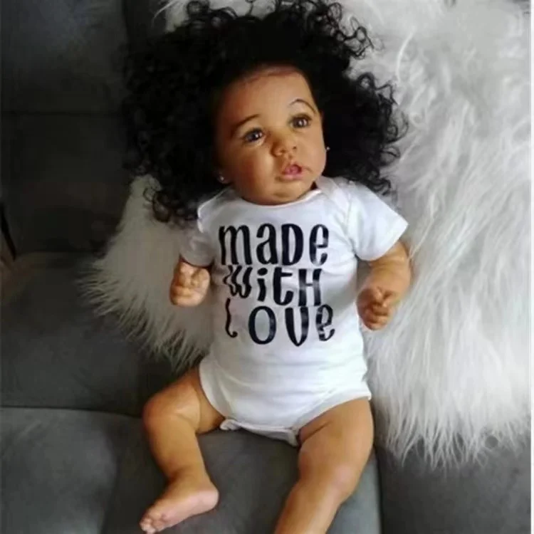 Making High Quality Curly Hair Beautiful African American Toddler Pretty Black Girl Fashion Model Reborn Dolls