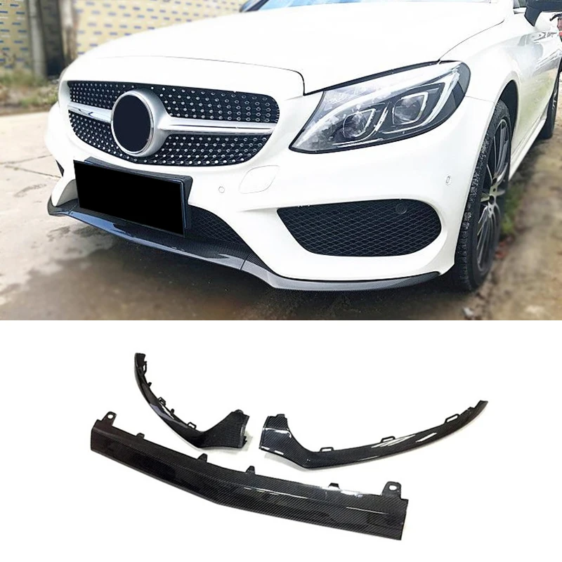 

Carbon Fiber CF Front Bumper Lip Spoiler Splitters Diffuse For Mercedes C Class W205 C205 Coupe C200 C300 C400 C250 C250d 4MATIC