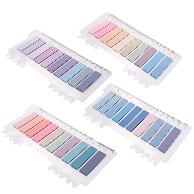 3200 Pcs Sticky Index Tabs, 4 Sheets Morandi Strip Index Tabs, Writable Page Sticky Notes With Ruler For Page Marking