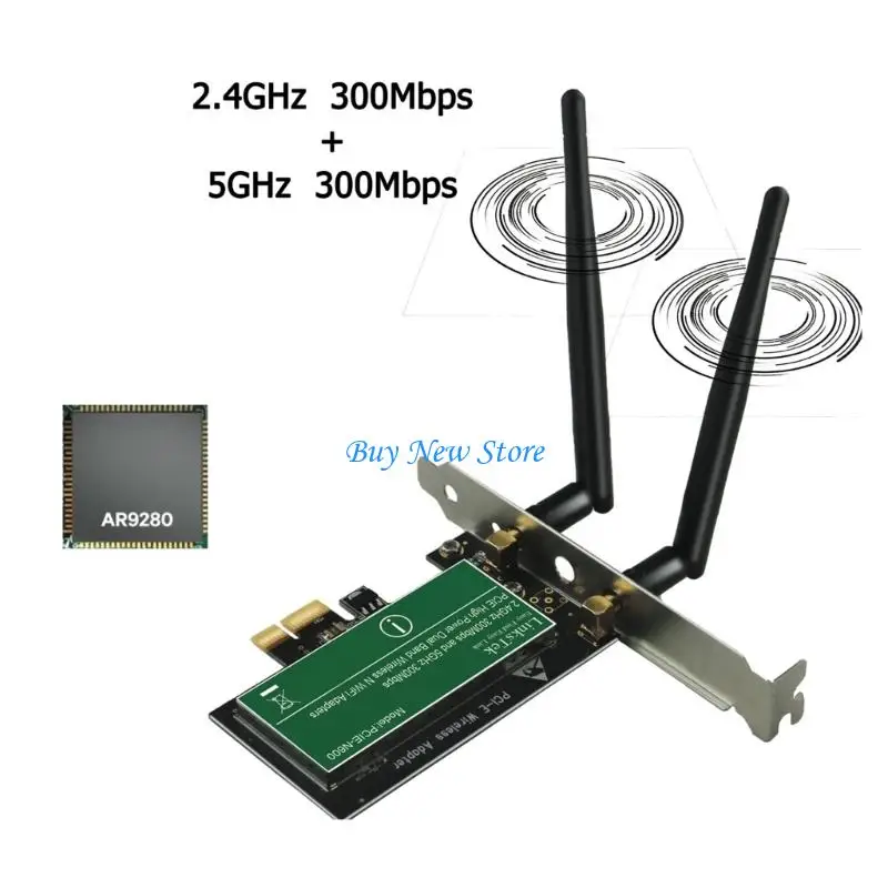 Placa WIFI 20CE Placa sem fio PCIE 2.4G + 5Ghz 300Mbps para melhor conectividade desktop