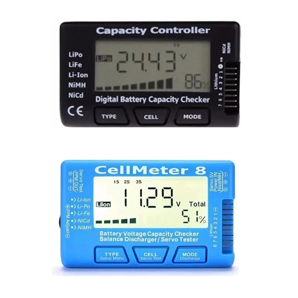 LCD Digital Battery Capacity Checker CellMeter RC CellMeter8 2-8S 4-8S Servo LiPo Li-lon NiMH Battery Tester RC CellMeter7