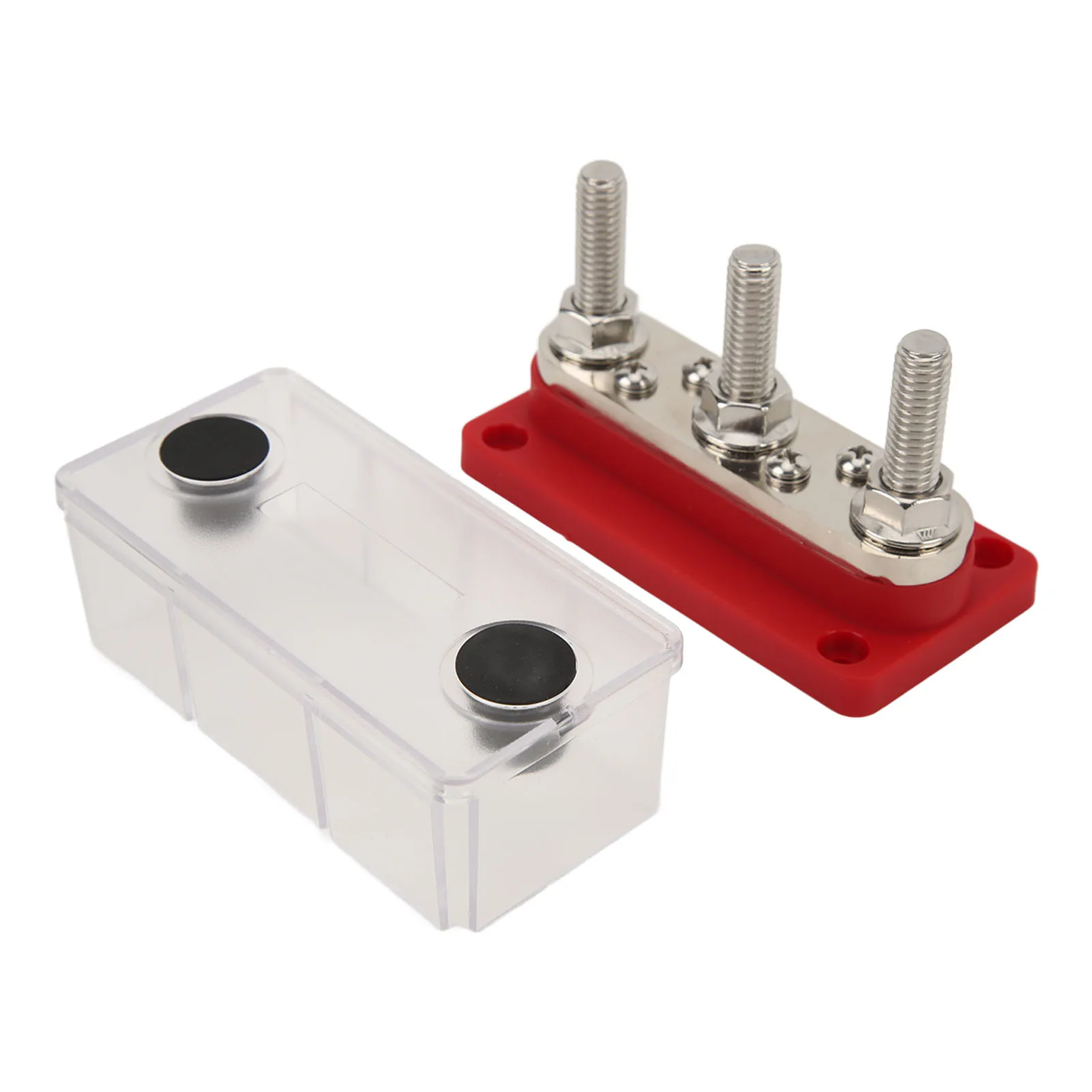 

Power Distribution Terminal Block 12‑48V 300A - Battery Bus Bar, Red - for Cars Trucks RVs Marine Boats Solar System Electrical