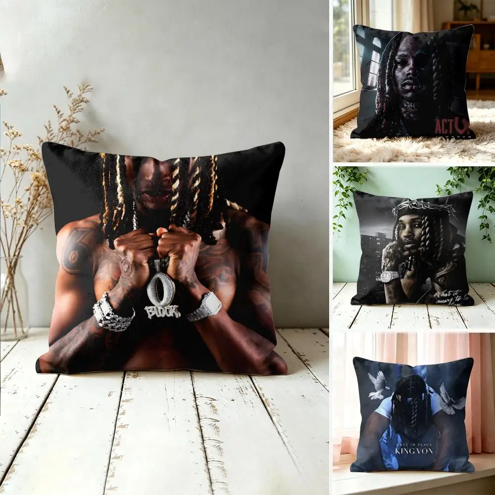 K-King Von Rock Singer Cushion Cover Square Decorative Throw Pillow 40x40cm For Sofa Bedroom Living Room Home Decor