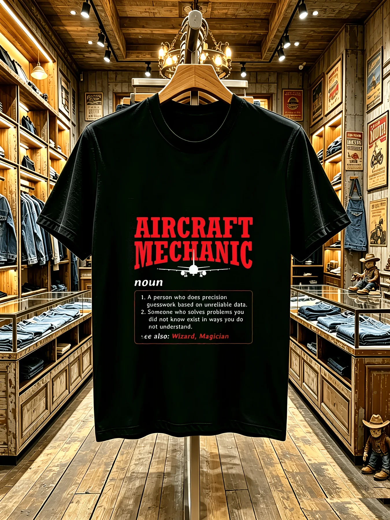 Aircraft Mechanic Definition Graphic T-Shirt for Men Airplane Maintenance Gift 1pc