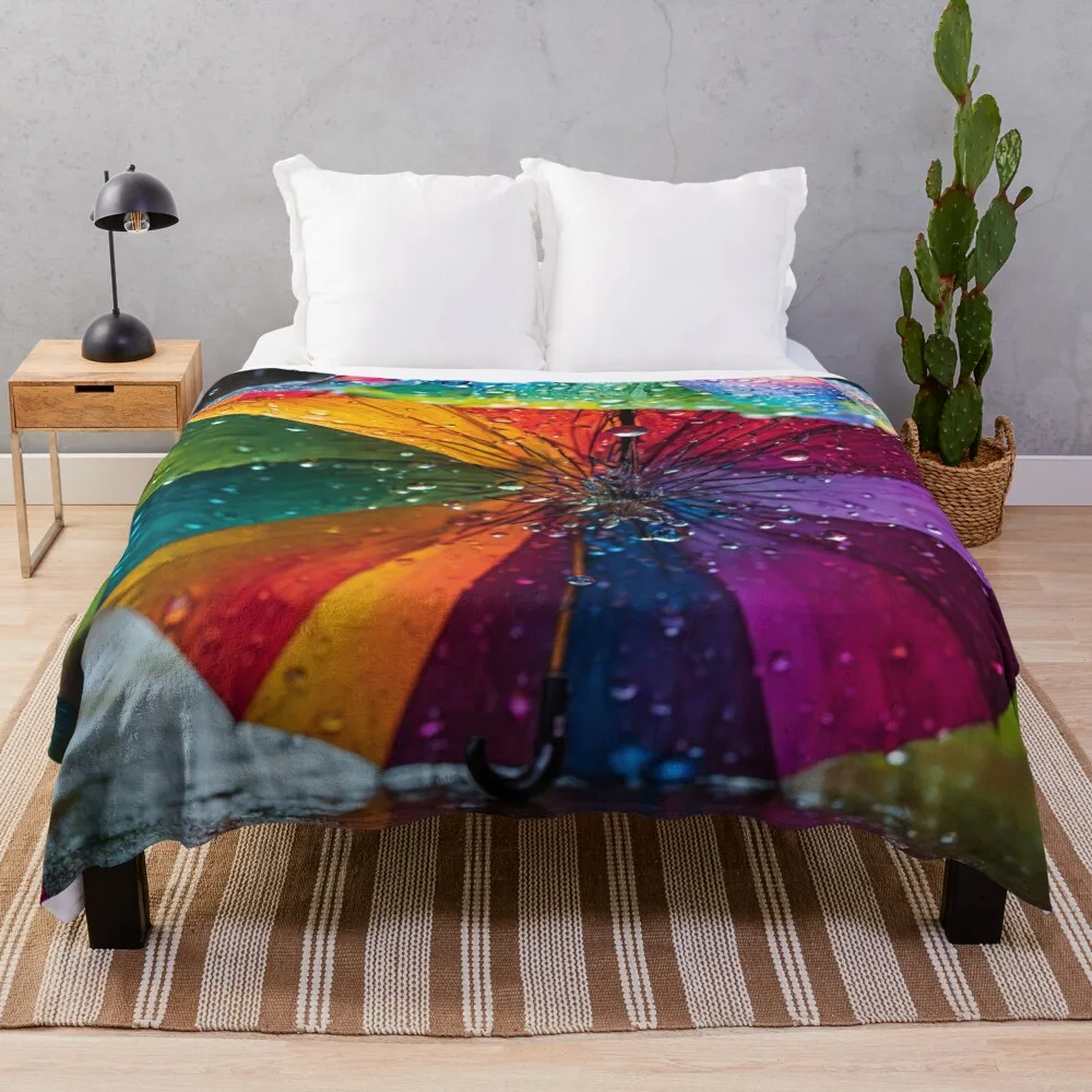 A Splash of Color in the Rain Throw Blanket Softest blankets ands Blankets